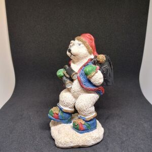 Festive Vintage Polar Bear Figurine with Binoculars